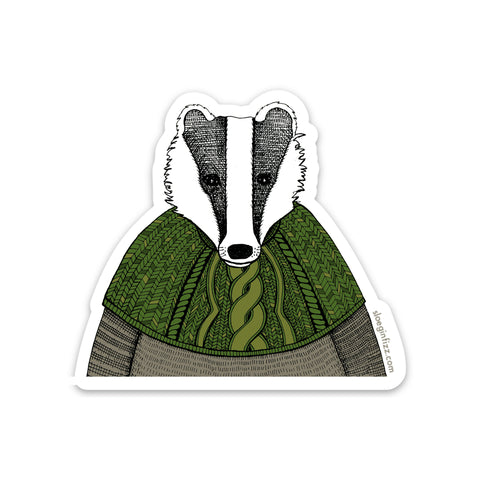 Badger in a Cable-knit Shawl Vinyl Sticker