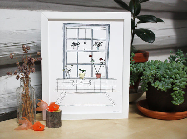 Plants on the Kitchen Window Sill print