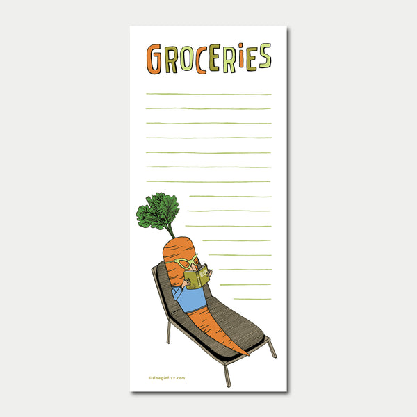 Carrot Reading on the Lounger Grocery List Notepad