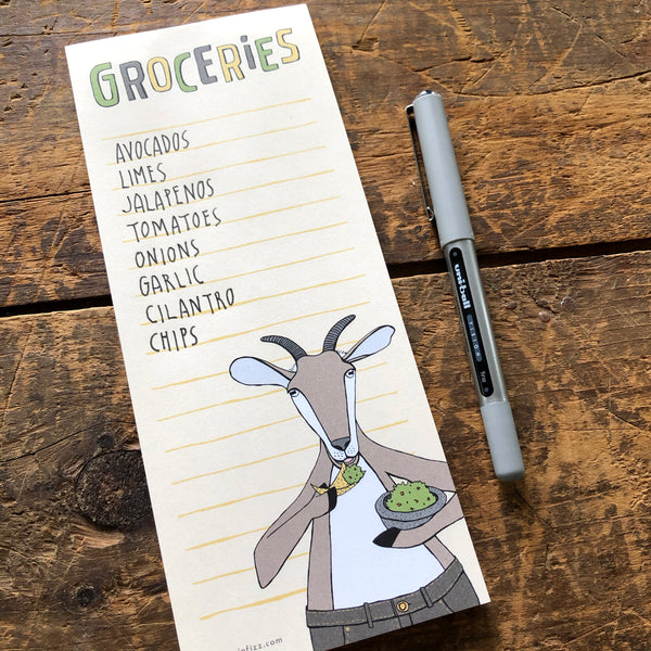 Goat Gobbling Guacamole Grocery List Notepad