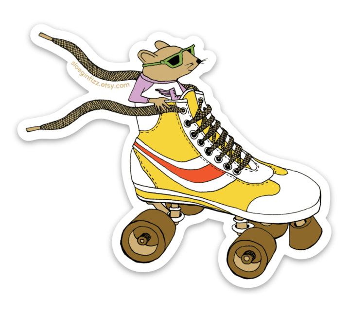 Mouse Racing in a Roller Skate Vinyl Sticker – Sloe Gin Fizz