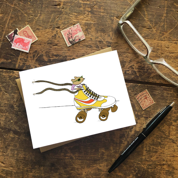 Mouse Racing in a Rollerskate  Greeting Card