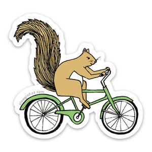 Squirrel Riding a Bicycle Vinyl Sticker