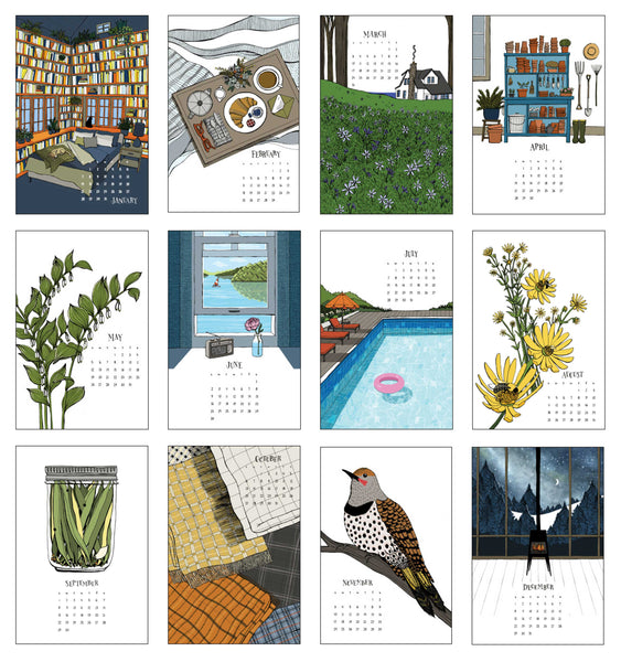 Calendar Bundle: 2024 Illustrated Calendar and Perpetual Calendar