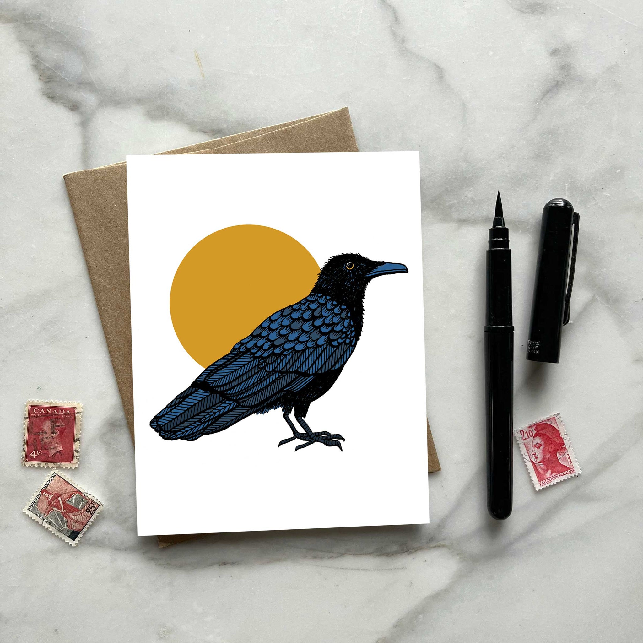 Crow in the Moonlight Greeting Card – Sloe Gin Fizz