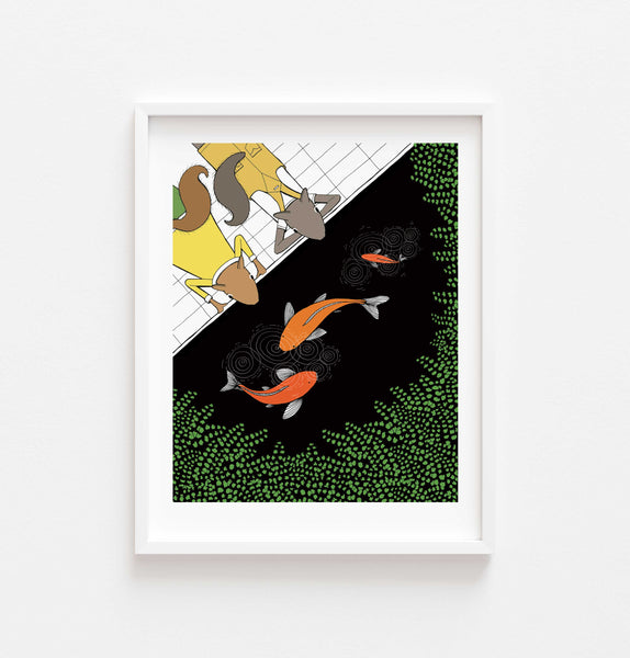 Squirrels Get Cozy with Koi print