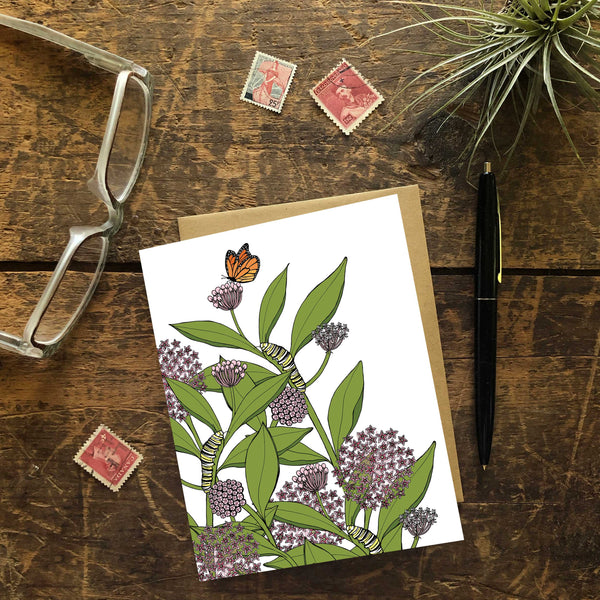 Milkweed and Monarchs Greeting Card