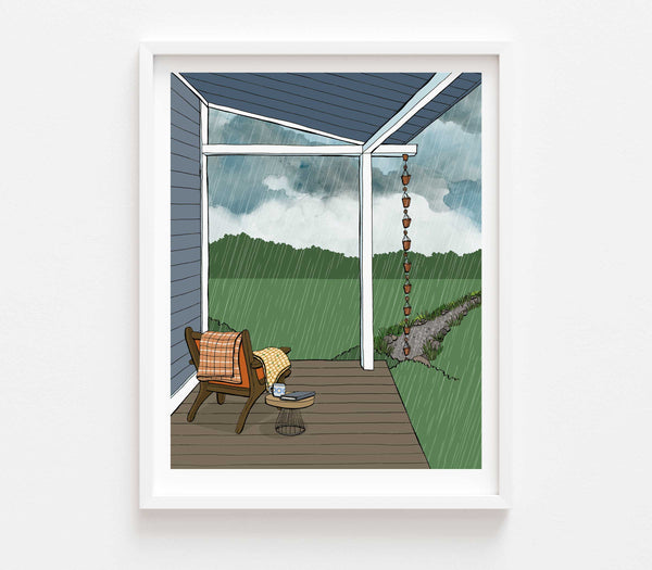 Rain Shower from the Porch Print