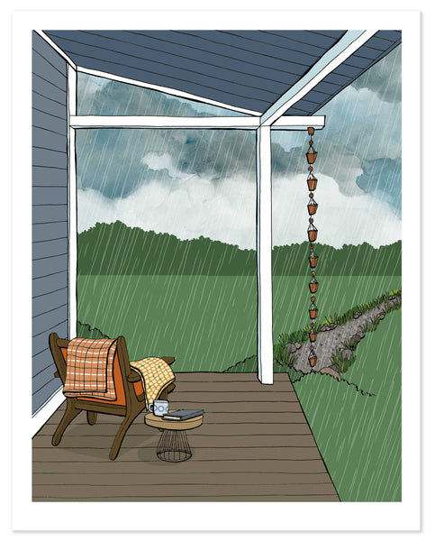 Rain Shower from the Porch Print