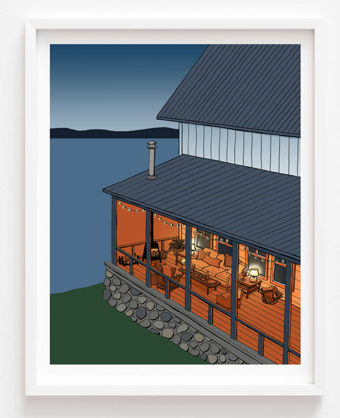 Screened Porch at the Lake Print
