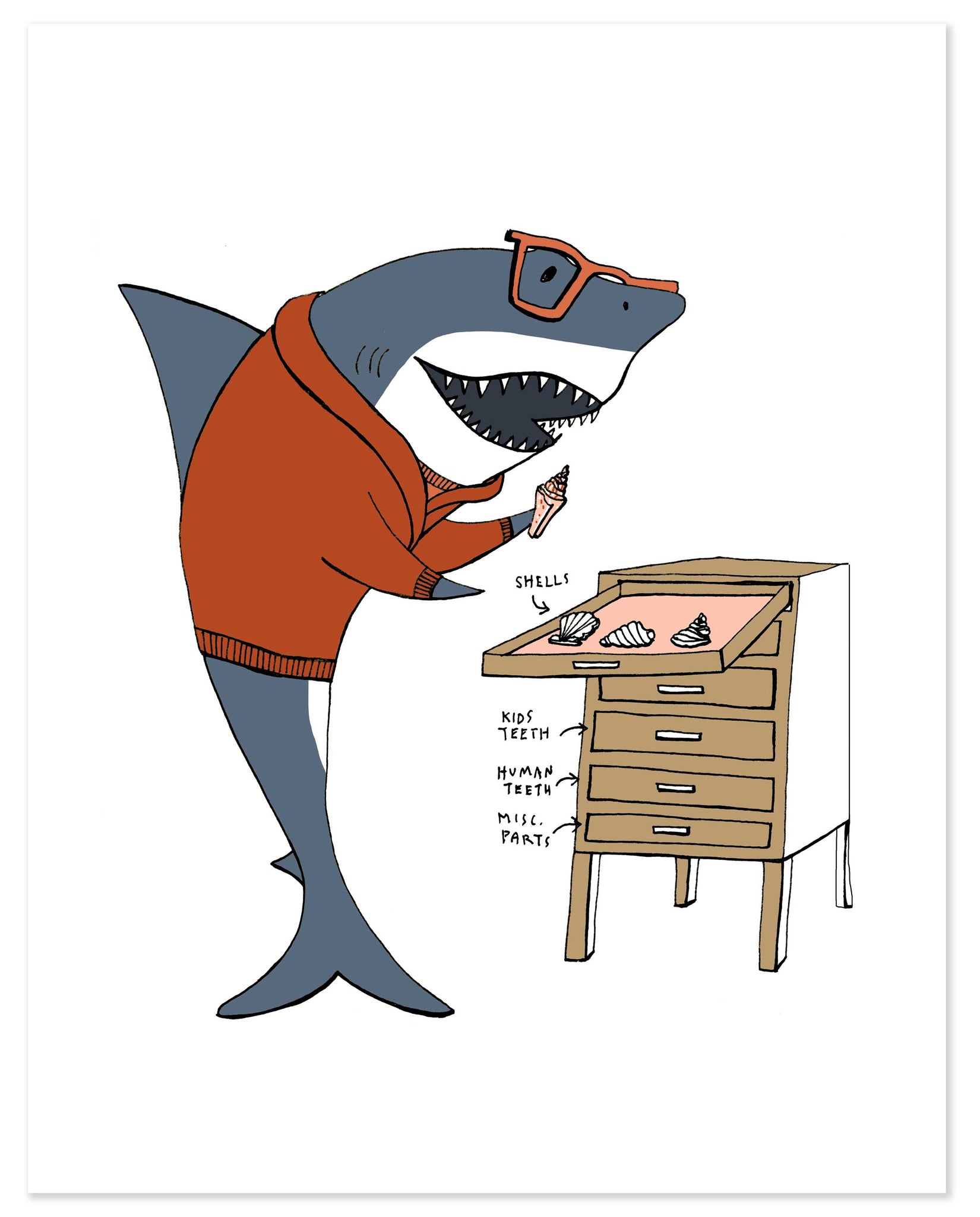 Shirley the Shell-Collecting Shark Print