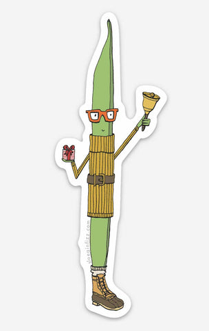 Holiday Bean with a Belt, Boot and Bell Vinyl Sticker