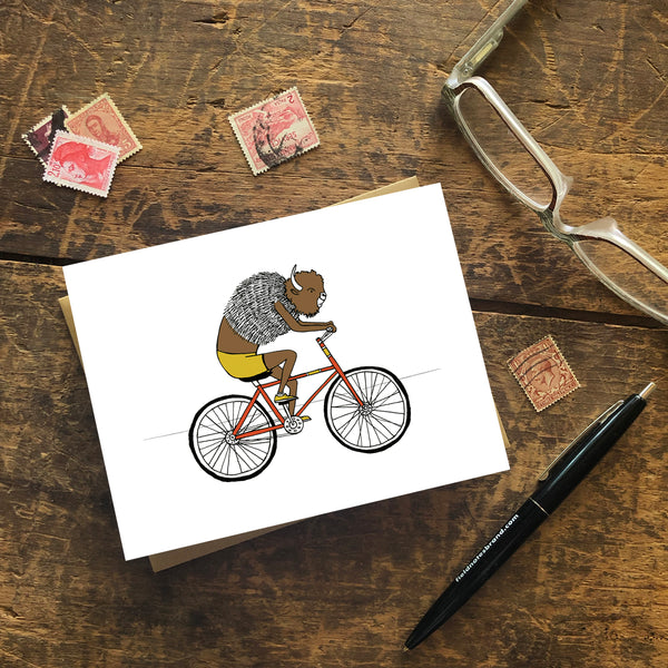 Bison on a Bicycle Greeting Card