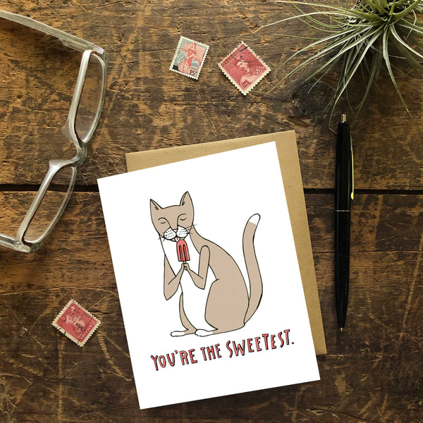 Cat with a Popsicle Greeting Card