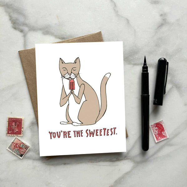 Cat with a Popsicle Greeting Card