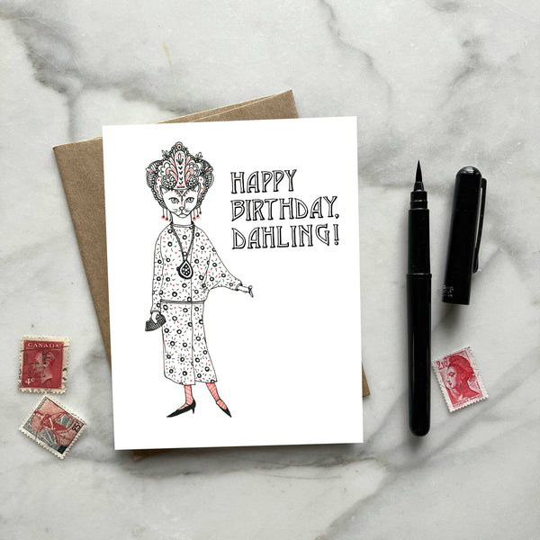 Glamour Kitty Birthday Greeting Card