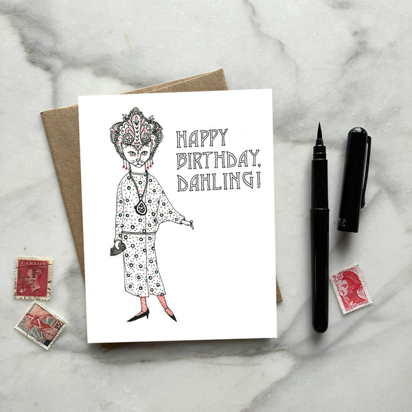 Glamour Kitty Birthday Greeting Card