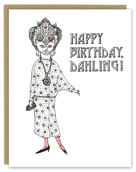 Glamour Kitty Birthday Greeting Card