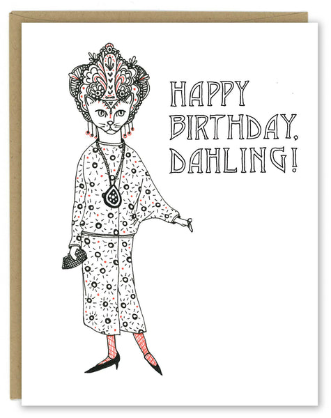 Glamour Kitty Birthday Greeting Card