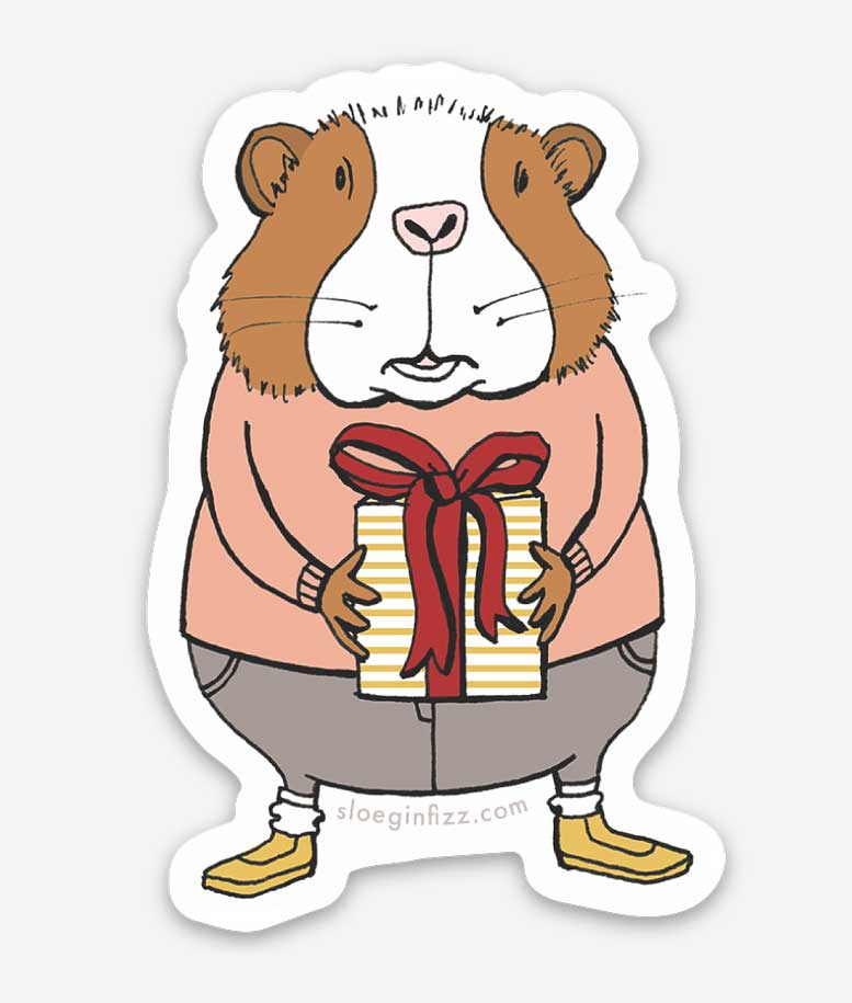 Guinea Pig with a Gift Vinyl Sticker