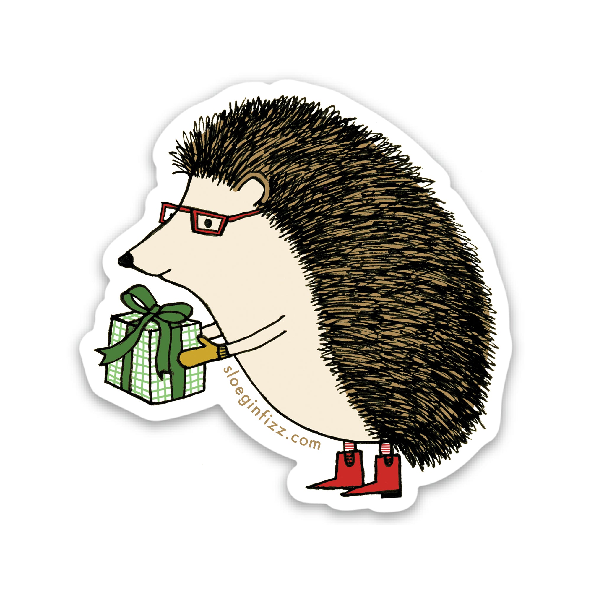 Hedgehog Holiday Vinyl Sticker