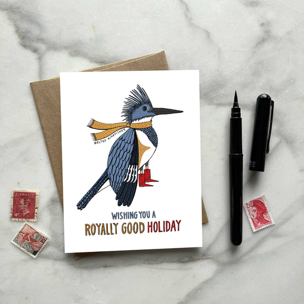 New! Kingfisher Holiday Card — Single Card