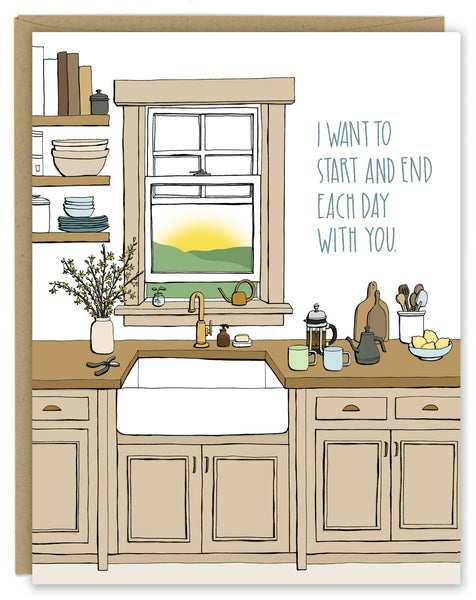 Mornings in the Kitchen Love Greeting Card