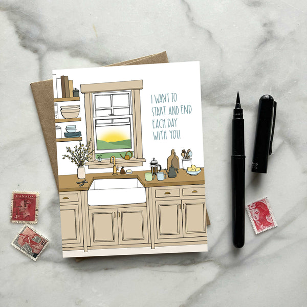 Mornings in the Kitchen Love Greeting Card