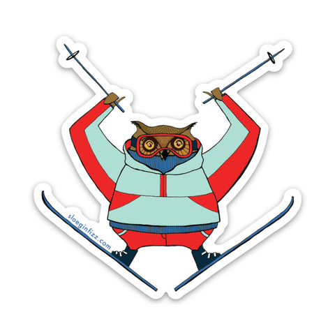 Owl Skiing Sticker