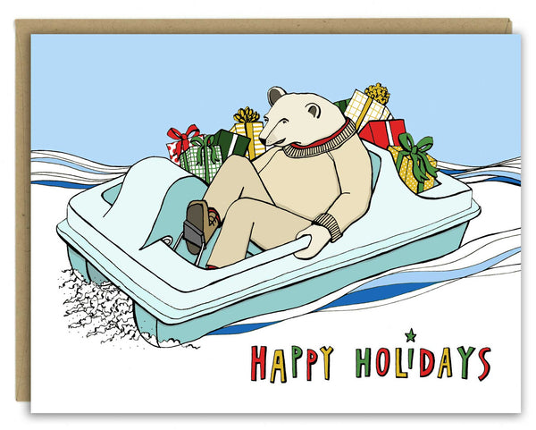 New! Paddleboat Polar Bear Holiday Card — Boxed Set of 8