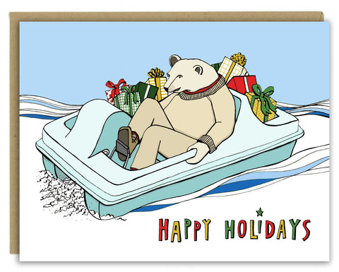 New! Paddleboat Polar Bear Holiday Card — Boxed Set of 8