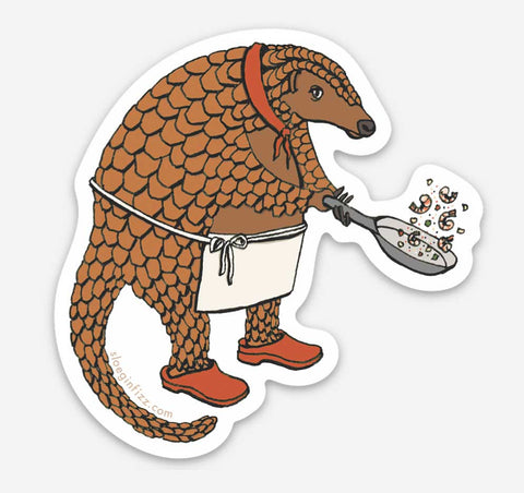 Pangolin Chef with Big Pan Goals Vinyl Sticker