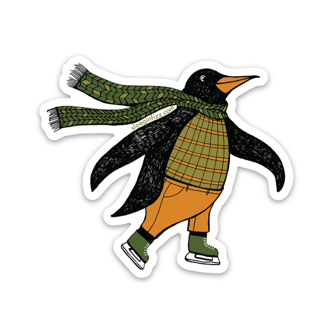 Penguin Ice Skating Sticker