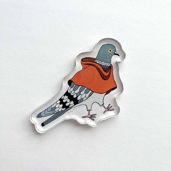 Pigeon in a Poncho Refrigerator Magnet
