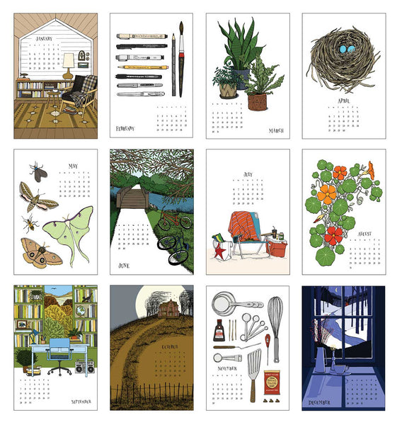 Calendar Bundle: 2025 Illustrated Calendar and Perpetual Calendar