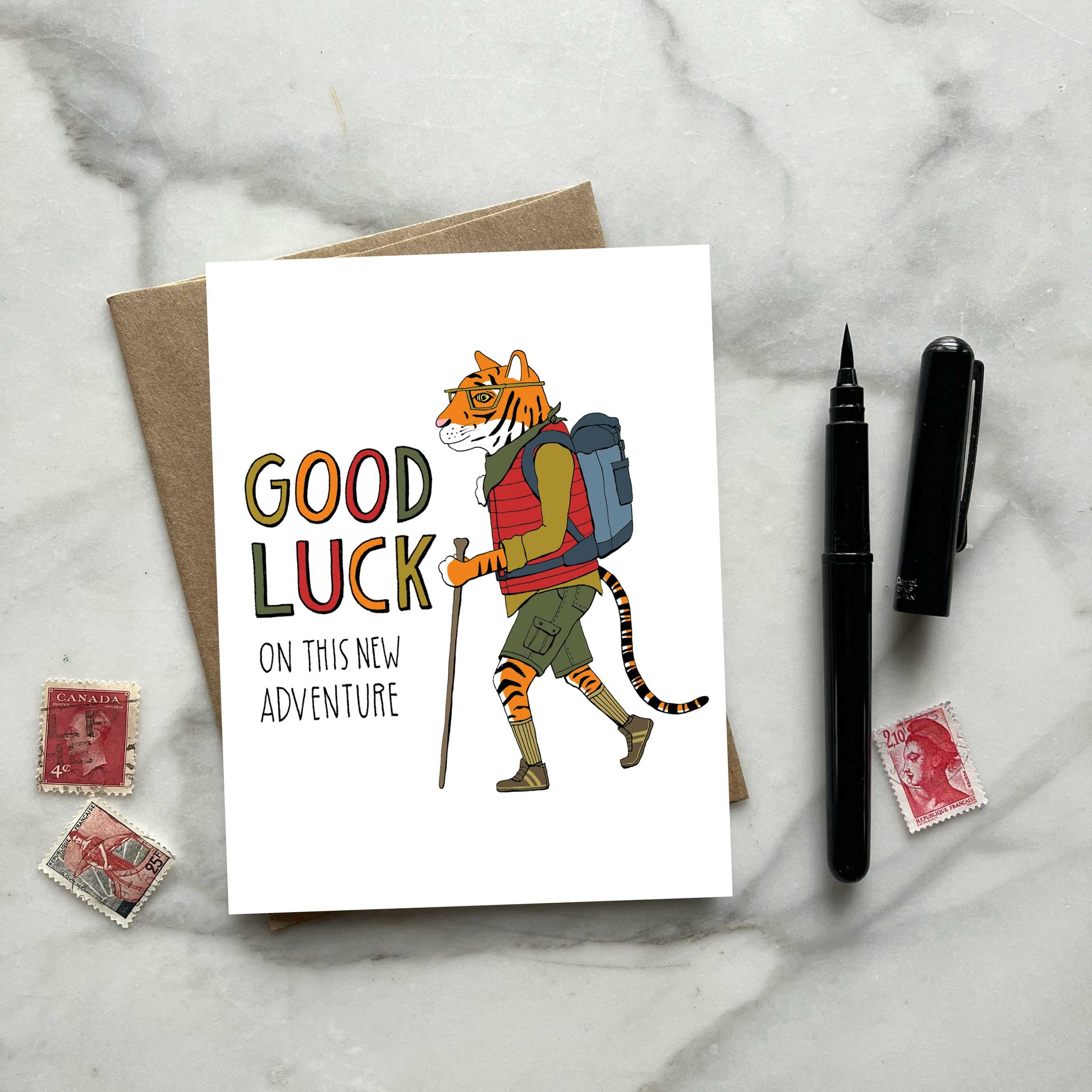 Good Luck Tiger Adventure Greeting Card – Sloe Gin Fizz