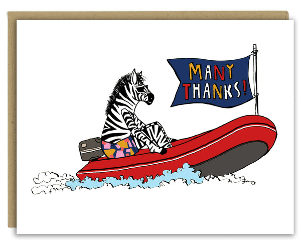 Zebra in a Zodiac Thank You Greeting Card