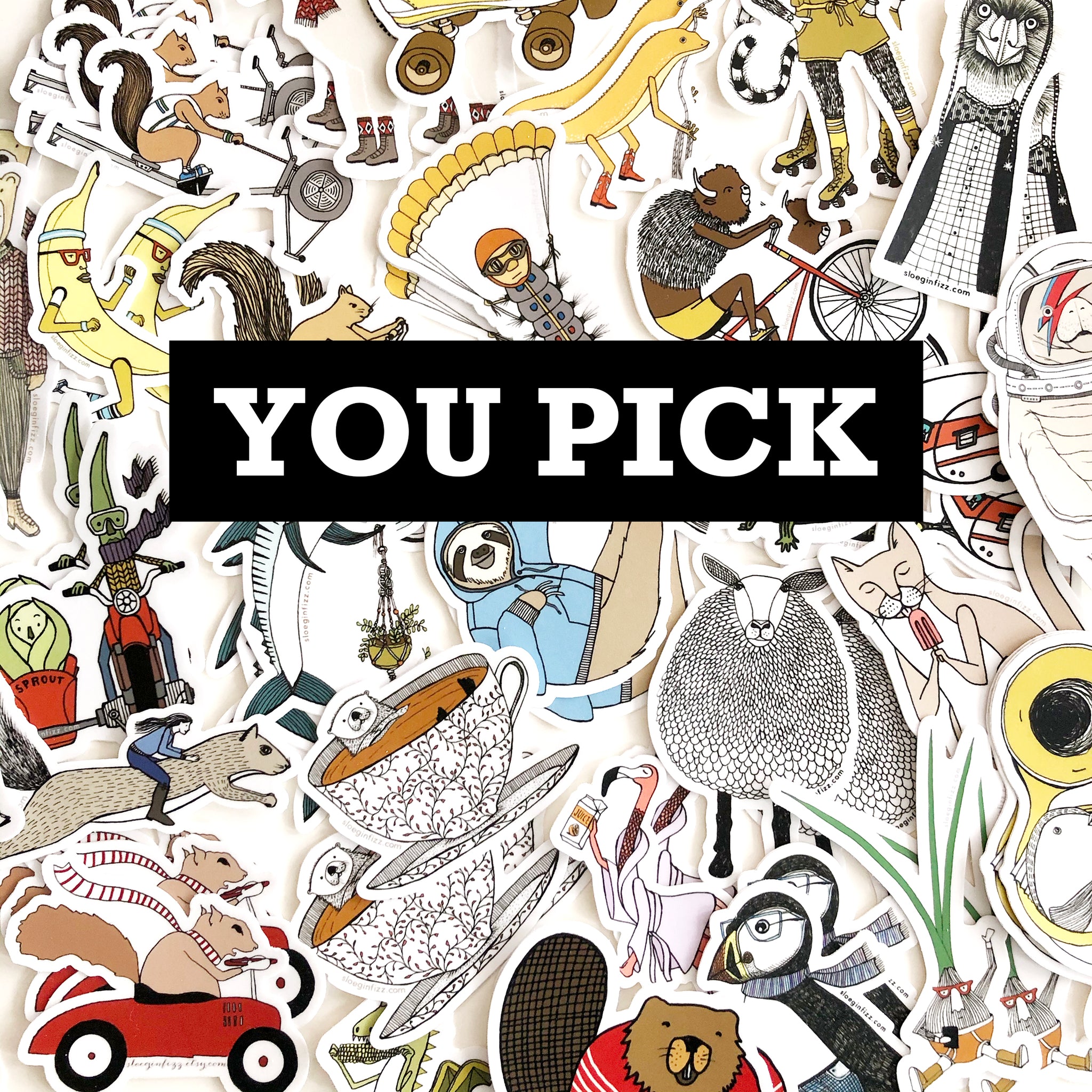 You Pick Stickers: Mix and Match Any Three, Five or Ten Stickers