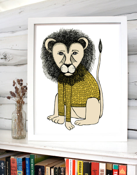 Lion in a Knitted Sweater Print