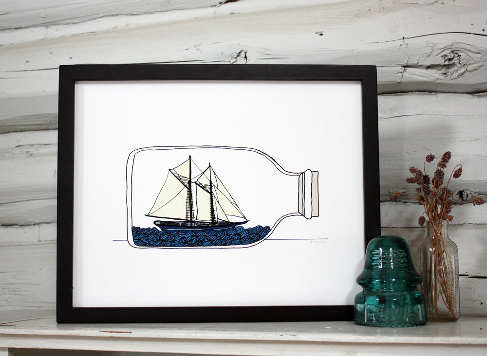 Sailing ship in the fog ビーズ刺繍の絵です Sailing ship in the fog ビーズ刺繍の絵です