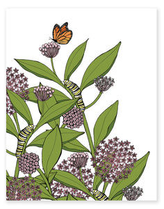 Milkweed and Monarch Butterfly Print