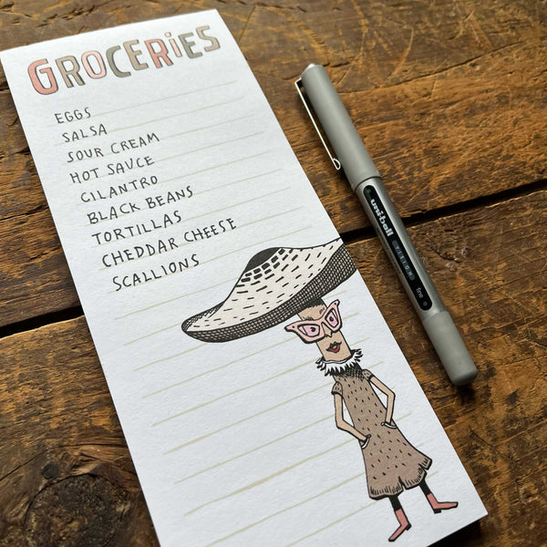 Sassy Mushroom Grocery List Notepad
