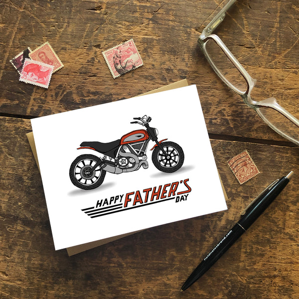 Scrambler Motorcycle Father's Day Greeting Card
