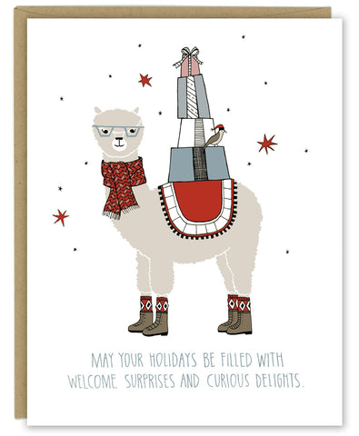 Alpaca Holiday Card — Single Card