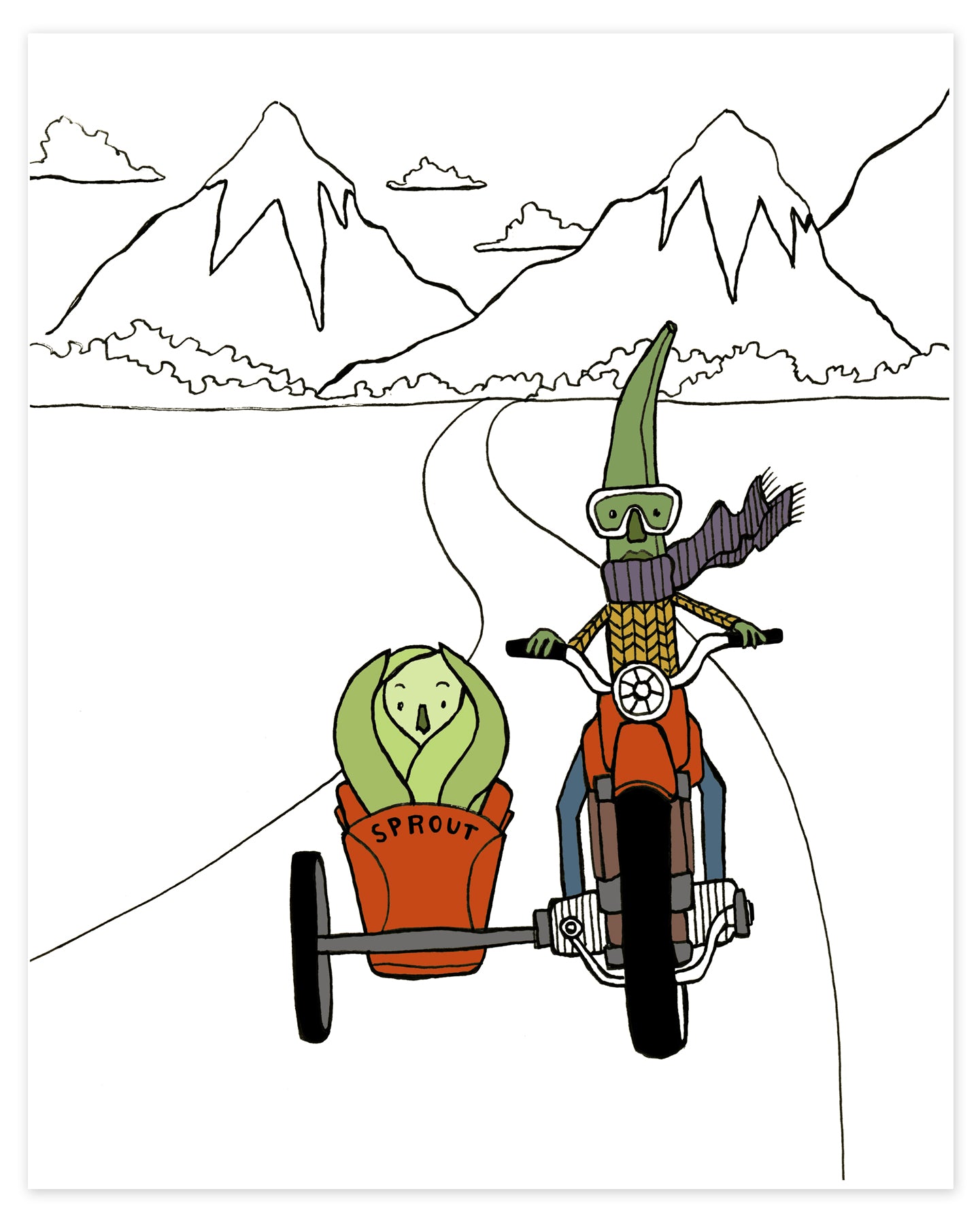 Bean and Sprout on the Open Road Print