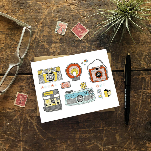 Colorful Cameras Greeting Card