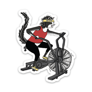 Cat on a Fan Bike Vinyl Sticker