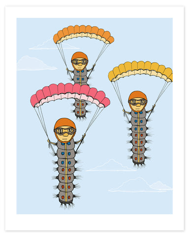 Caterpillars with Parachutes Print
