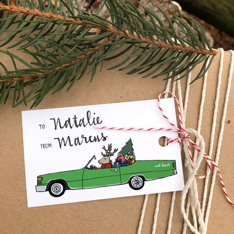 Noël Dorado Reindeer in a Convertible Holiday Gift Tag Set