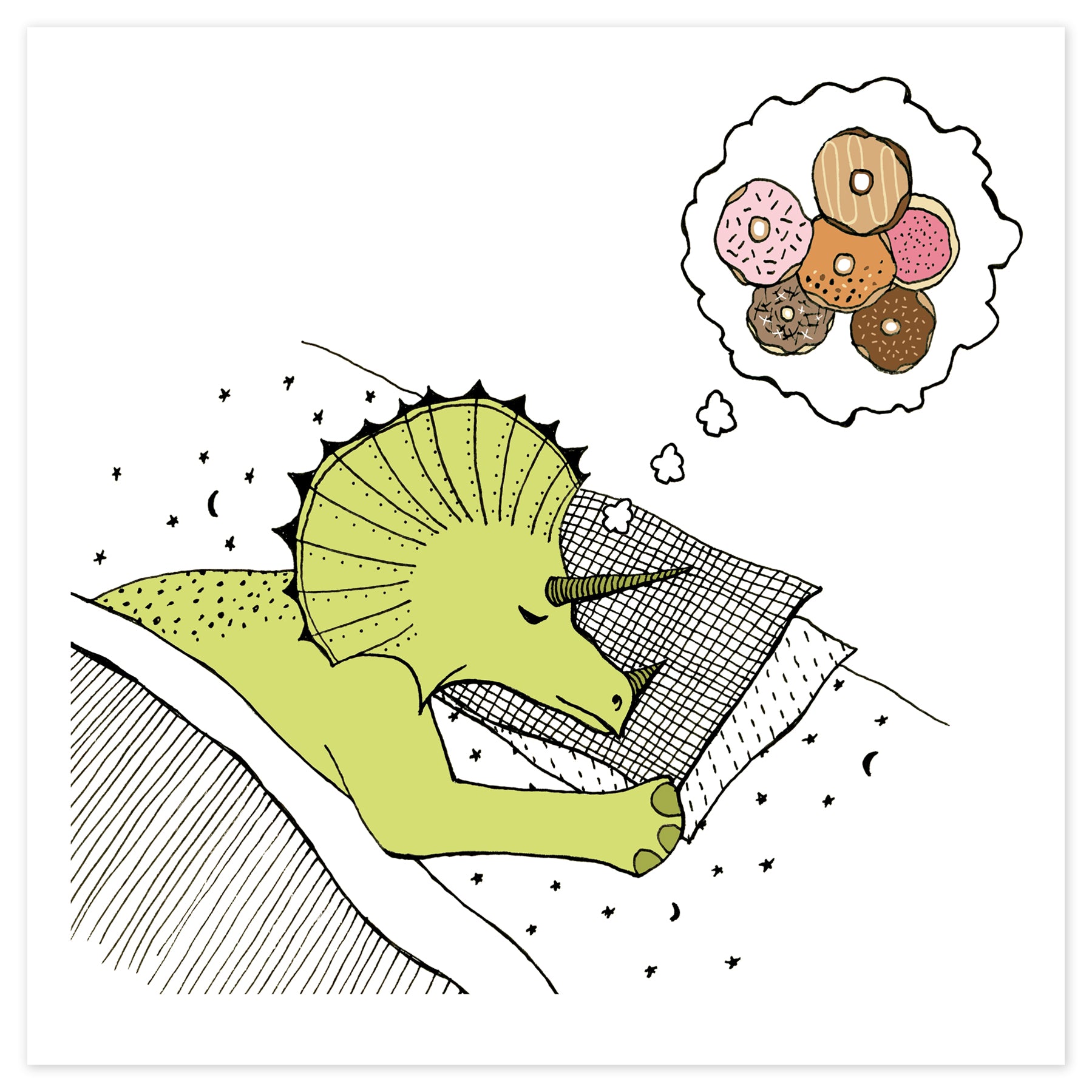 Dinosaur Dreams of Donuts print